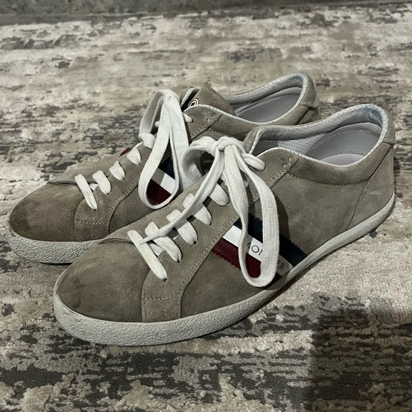 Moncler Gray Suede Monaco Sneakers Size 43 EU - Picture 1 of 8